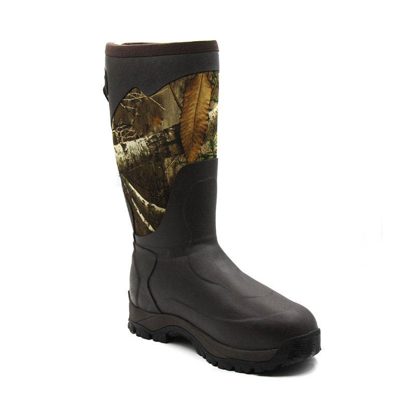 Neoprene Camouflage Applique Knee-High Durable Rubber Wellington Boots
