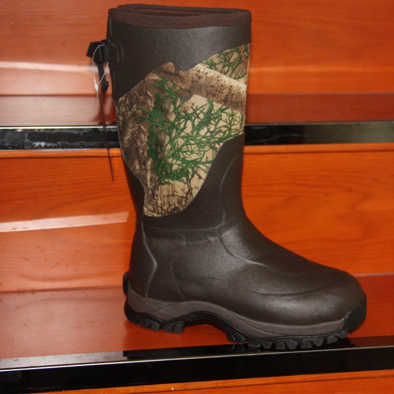 Neoprene Camouflage Applique Knee-High Durable Rubber Wellington Boots