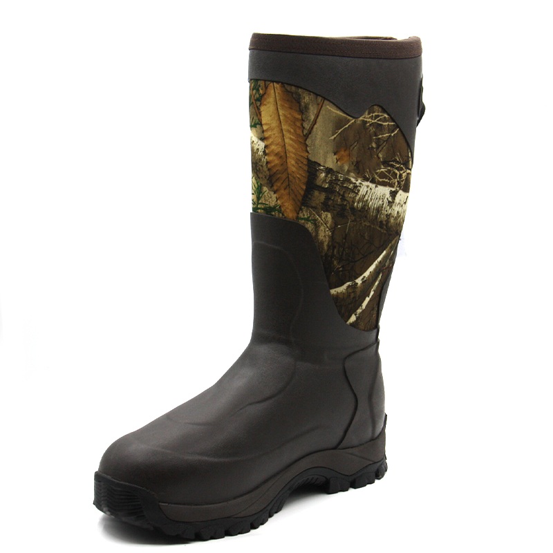 Neoprene Camouflage Applique Knee-High Durable Rubber Wellington Boots