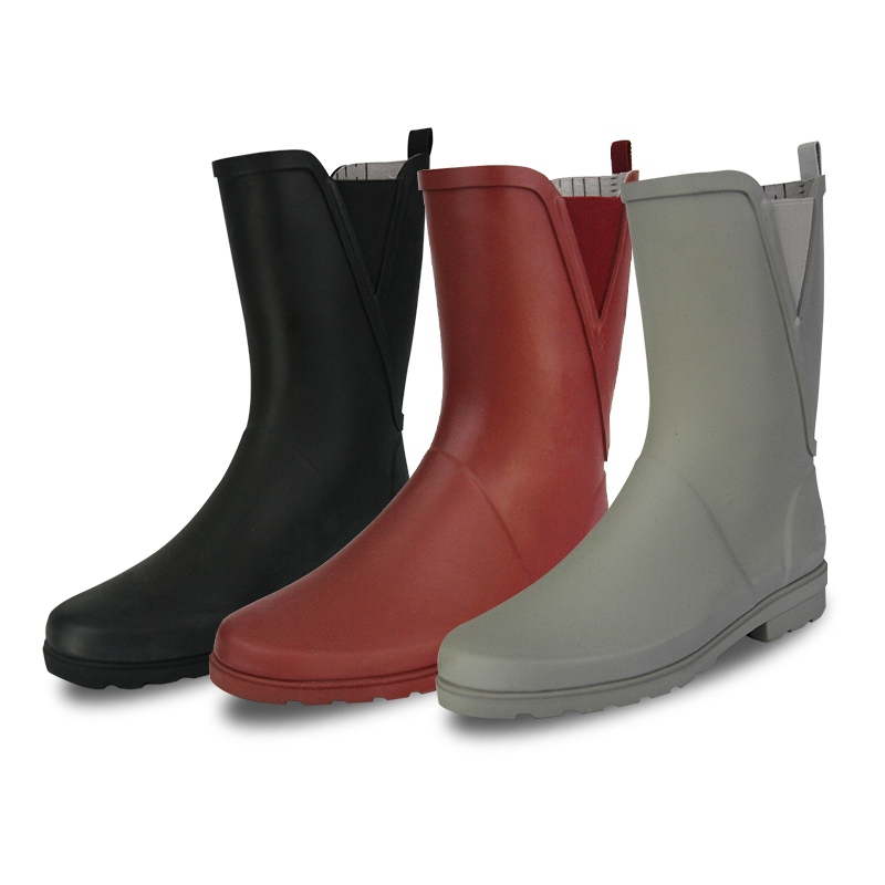 B2B 여성 솔리드 컬러 중간 송아지 고무 비 부츠