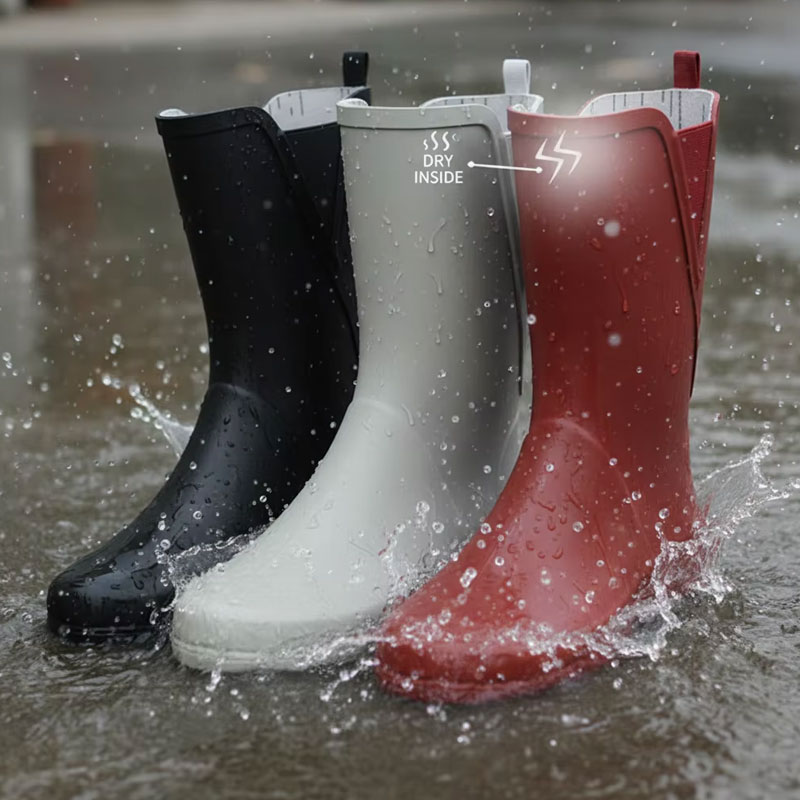 B2B 여성 솔리드 컬러 중간 송아지 고무 비 부츠 B2B 여성 솔리드 컬러 중간 송아지 고무 비 부츠