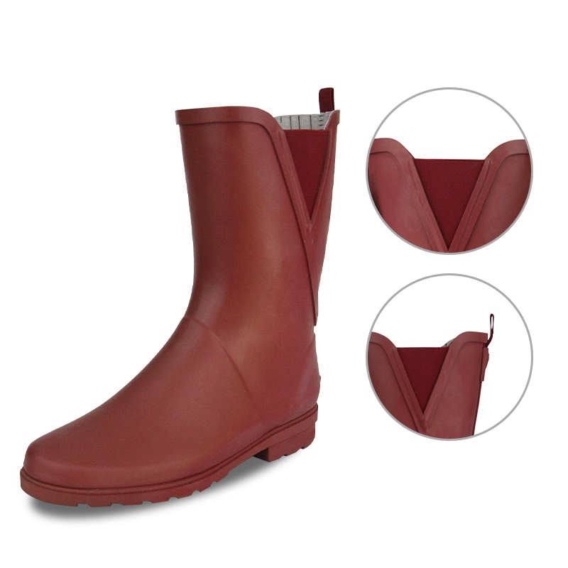 B2B 여성 솔리드 컬러 중간 송아지 고무 비 부츠
