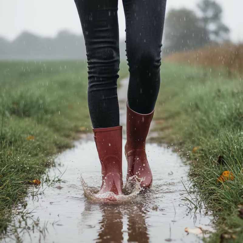 B2B 여성 솔리드 컬러 중간 송아지 고무 비 부츠