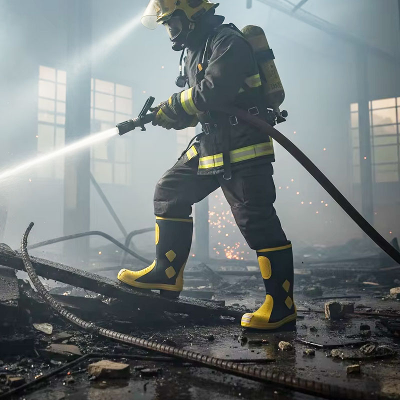 Heavy Duty Rubber Firefighter Safety Work Boots