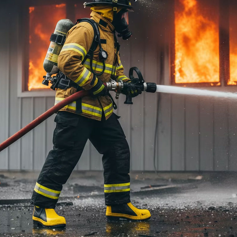 Heavy Duty Rubber Firefighter Safety Work Boots