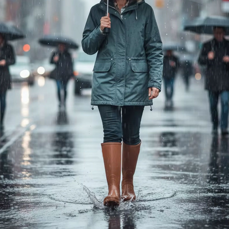 Fashionable Ladies Mid-Calf Heel Rubber Boots