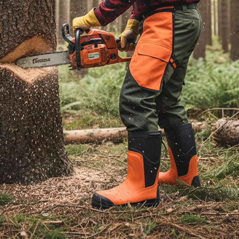 Waterproof Anti-Puncture Logging Work Boots for Forestry Workers