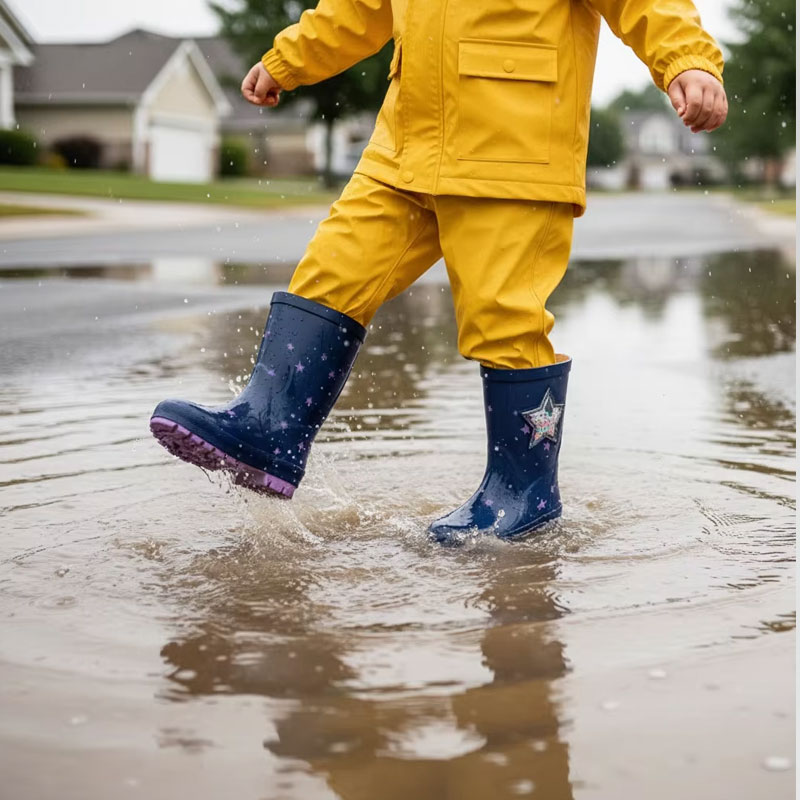 Botas de lluvia de goma linda estrella brillante de las niñas